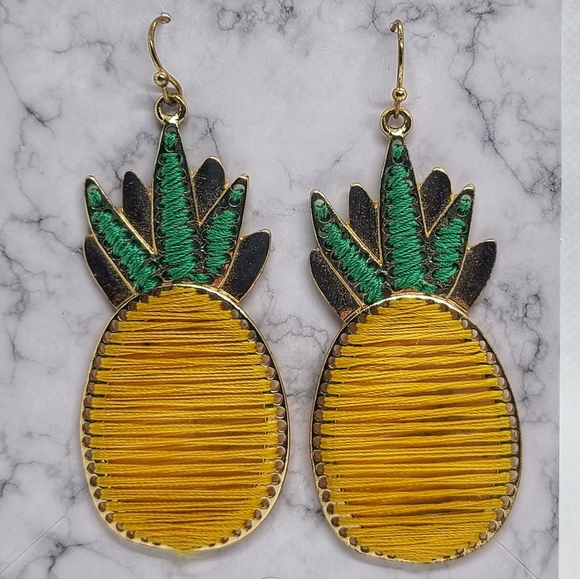 Yellow and Green Pineapple Earrings - Picture 7 of 17